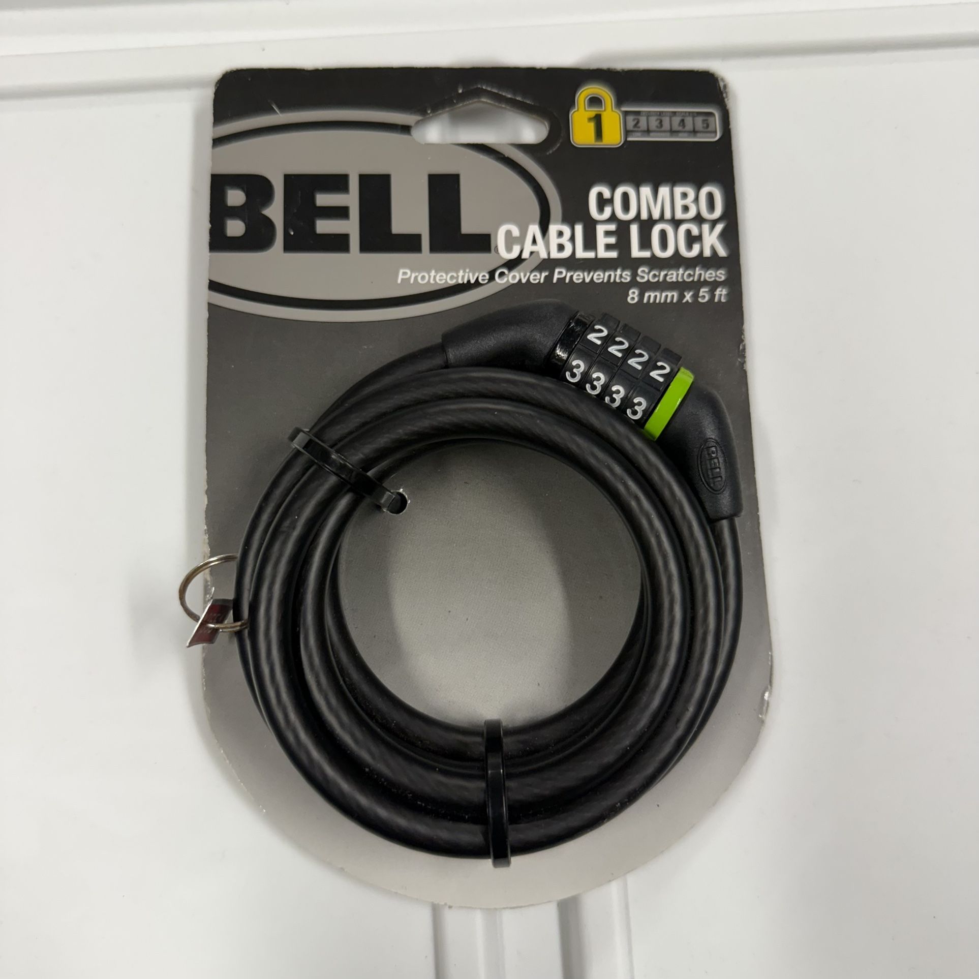 BELL Bicycle Combination Cable Lock 8mm x 5' Protective Cover Bike Lock D17