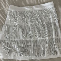 White Skirt With Fringed Rhinestones  | Cowgirl 