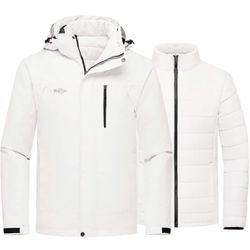 Wantdo Men's Waterproof 3 in 1 Ski Jacket Warm Winter Coat Windproof XL