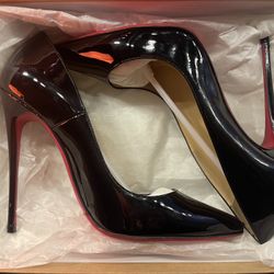 Christian Louboutin Black Patent 120mm Red Sole High Heels