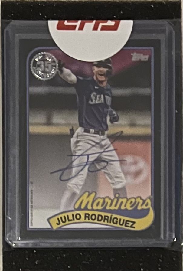 Julio Rodriguez Topps 2024 Topps Series 1 Auto 1989 Topps Black #77/199 Mariners
