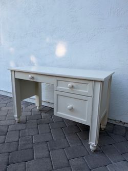 White Pottery Barn solid wood desk
