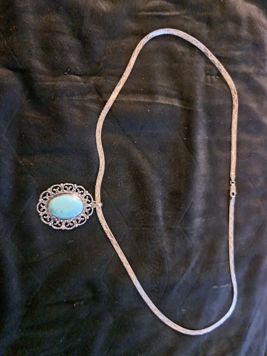Silver And Turquoise Pendant 