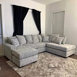 Huge Dark Grey Comfy U Shape Sectional Sofa/Couch W Cushions $1199!