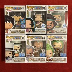 Funko Pop One Piece Luffy, Boa Hancock, Blackbeard, Rob Lucci, Garp & Bartolomeo Bundle
