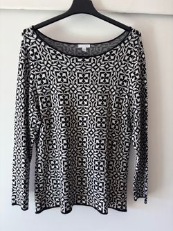 Black & White Geometric By CHARTERCLUB Knit Pullover Sweatshirt