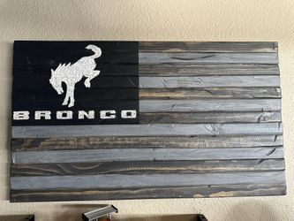 Bronco Wooden Flag.