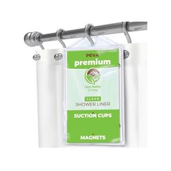 PEVA Clear Shower Curtain Liner with Magnets & Suction Cups - 70 X 71 in