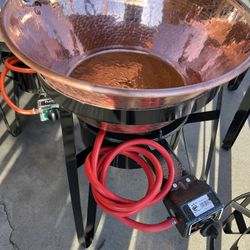 Cazo De Cobre Para Las Carnitas! Tamaño Para 30 Libras De Carne! Quemador Y Parilla!