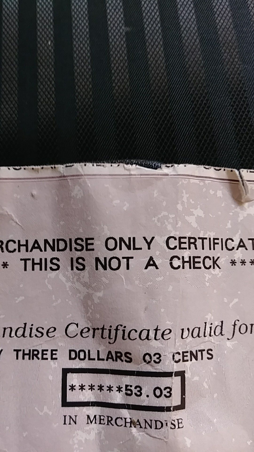 Gift certificate to Macy's for $53.03