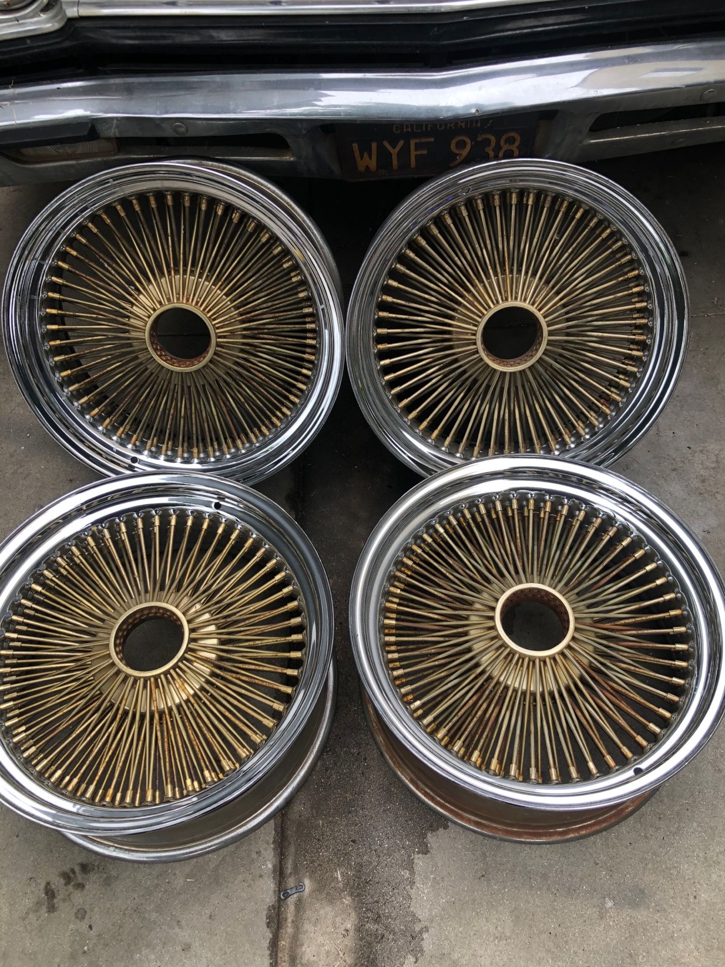 18” wire spokes wheels 17” 5lug adapters Chevy El Camino Monte Carlo s10 blazer nova Buick cutlass wagon GBody Pontiac parts