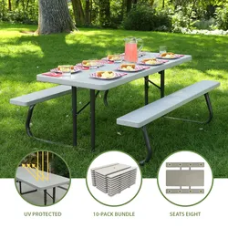 Super heavy duty 6 foot table and bench set