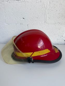 Vintage 1999 Bullard FireDome Firefighter Helmet Red with Face Shield