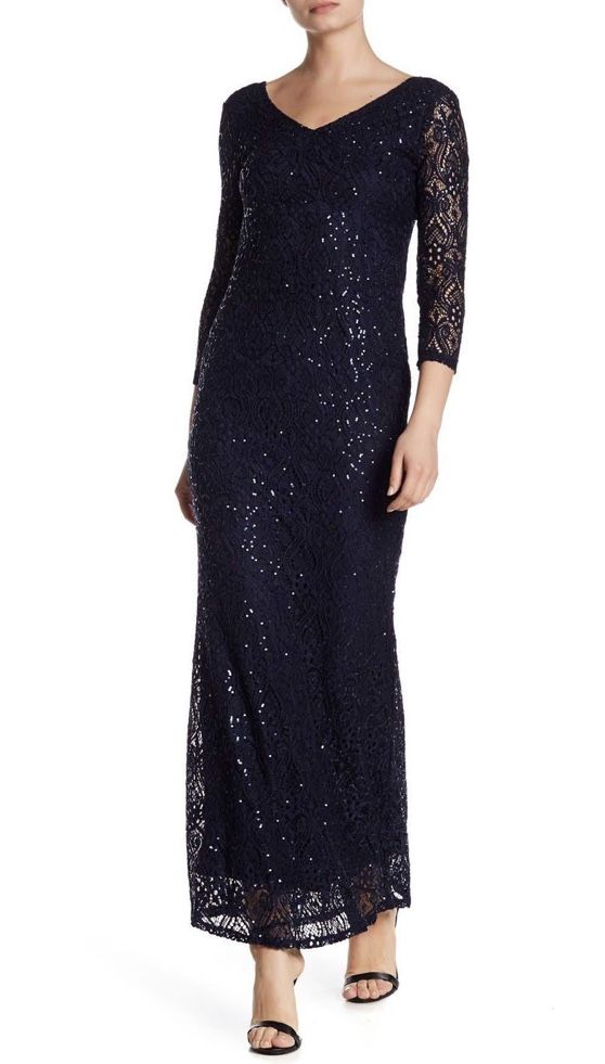 Sequin Lace Dress Ball Gown Purple Plum