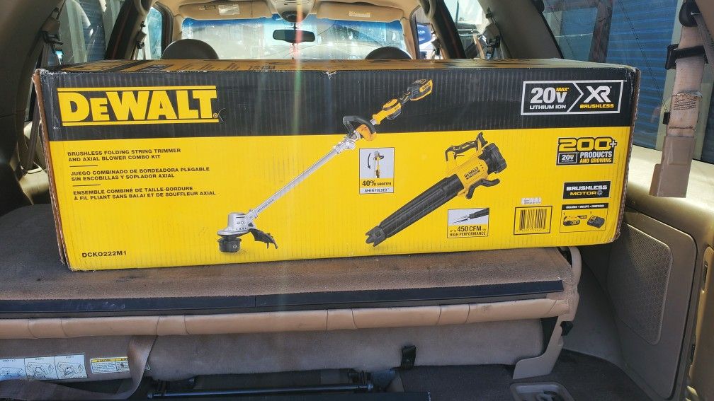 
 DEWALT BRUSHLESS FOLDING STRING TRIMMER
 A.ND AXIAL BLOWER COMBO KIT