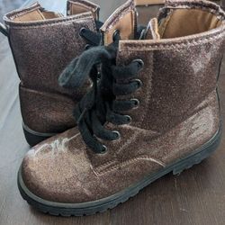 LIKE NEW COTTON ON GLITTER PINK COMBAT BOOTS SIZE 1