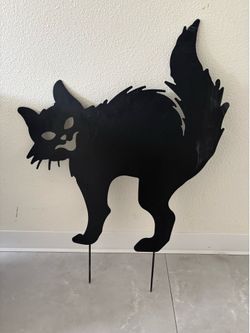 Halloween cat yard art