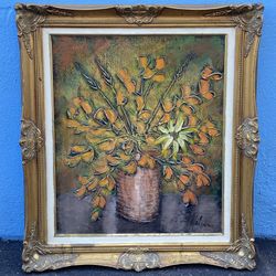Mid century floral impasto painting