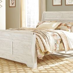 Ashley Sleigh Queen Frame, Bed and Box Spring 