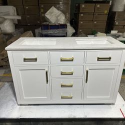 54” Bathroom Vanity In White 