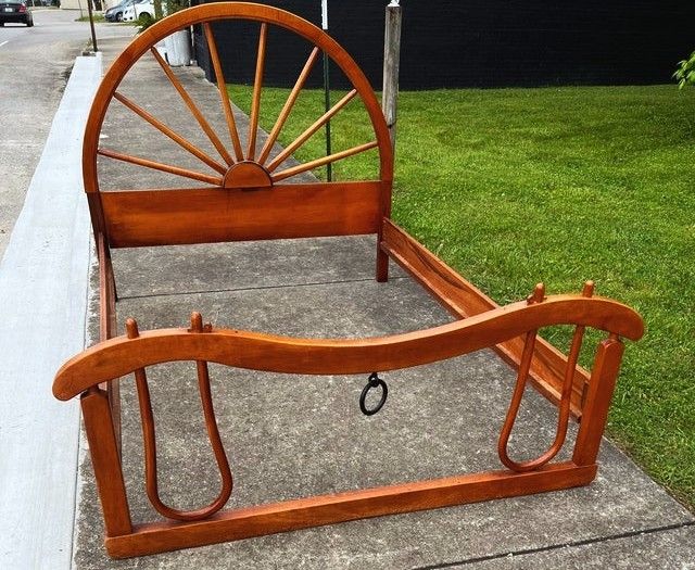 1950's Ox Yoke Wagon Wheel Bedframe