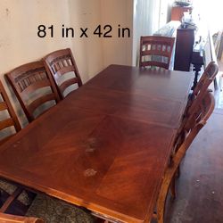 Solid Wood Dining Table With 7 Chairs 