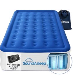 SoundAsleep Dream Series Raised Full Air Mattress, Built-in Pump, Blue