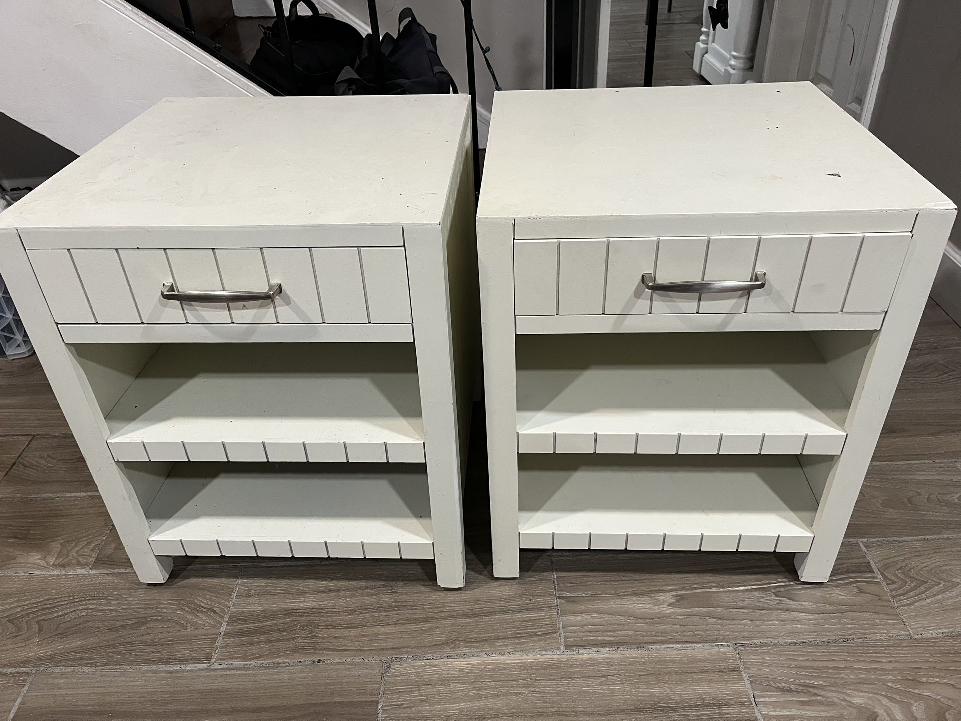 Set Of White End Tables 