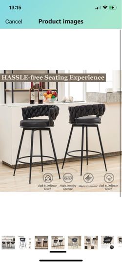 28 '' 360° Swivel Barstools Counter Bar Stools Set of 2. Black