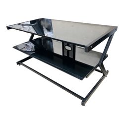 Black Metal & Glass TV Stand / Entertainment Center