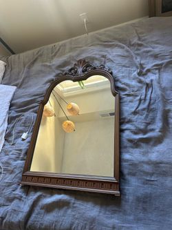 Solid Carved Walnut Wood Mirror