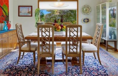 Solid wood dining table and 8 chairs