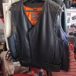 Motorcycle leather vest size extra large brand new high quality real leather