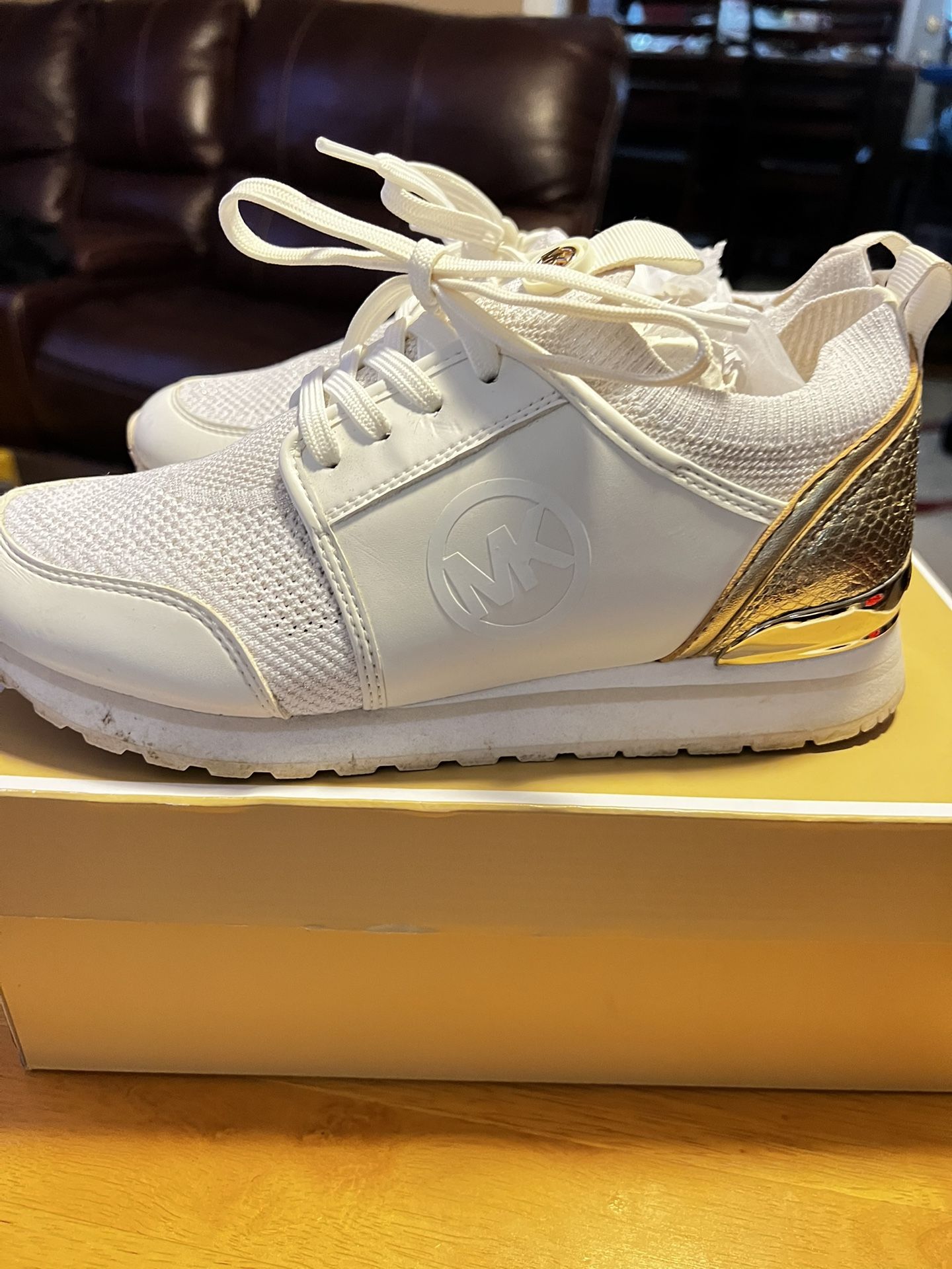 Michael Kors Pale Gold Dash Knit Trainers