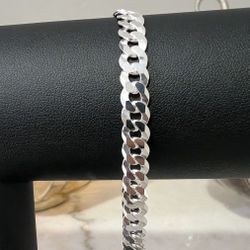 Solid Italian .925 Sterling Silver Cuban Bracelet 