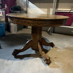 Antique Tiger Oak Claw Table