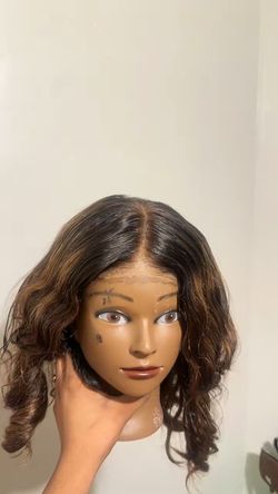 Glueless Lace Front Wig Dark Brown with Highlights