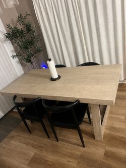 Dining Table with 4 Black Chairs