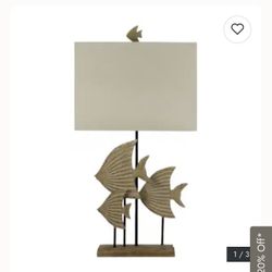 32.5" Fish Casting Trio Design Table Lamp with Designer Shade & Finial - 32.5
