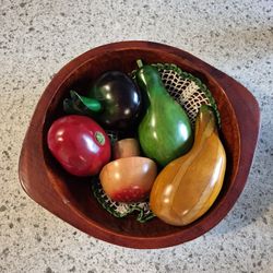 Vintage Wooden Veggie Bowl