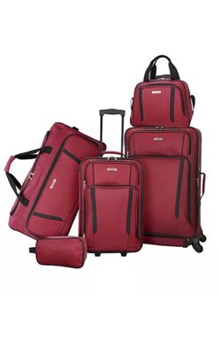 5-Piece Red Softside Luggage Set