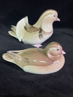 Vintage Noritake Nippon Toki Kaisha Bone China Mandarin Ducks Figurines (pair). Thumbnail