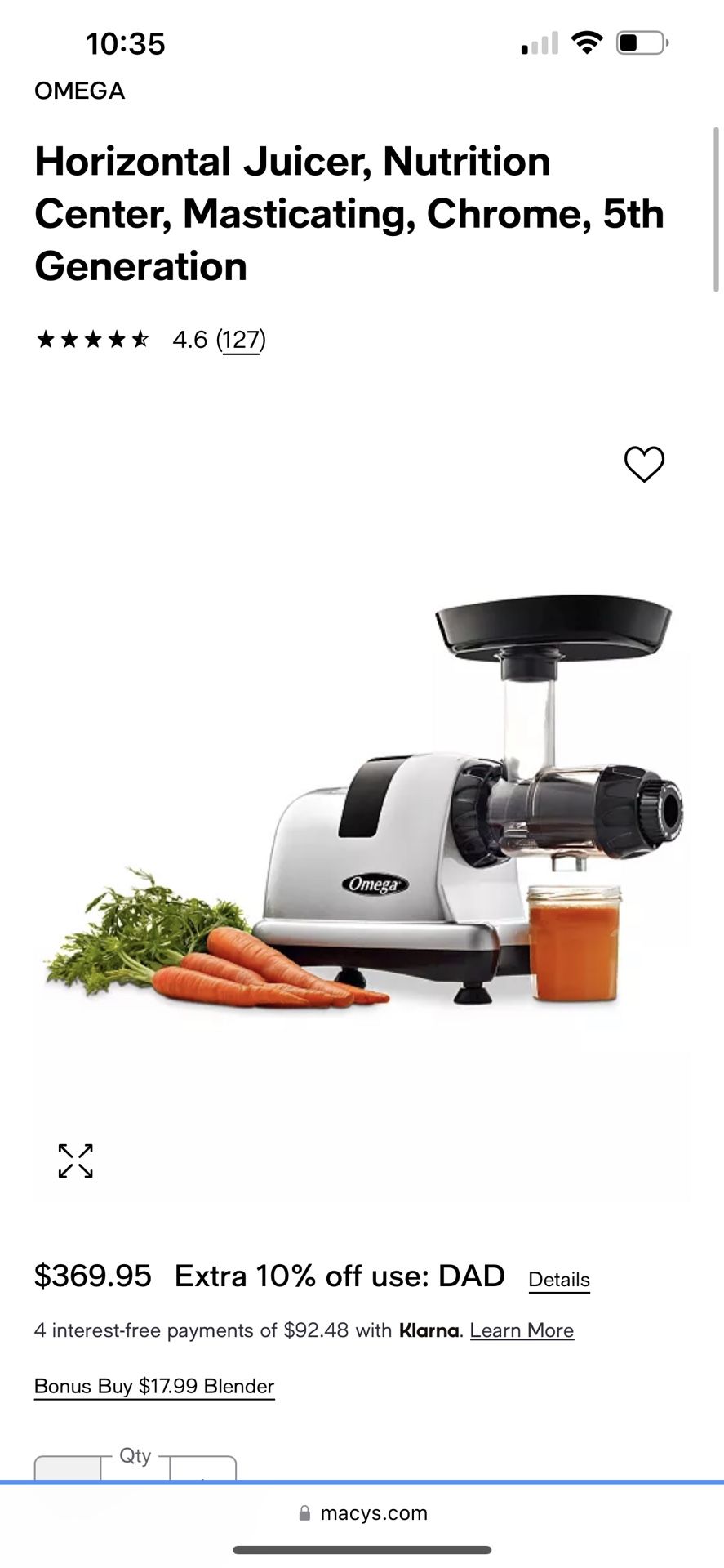Omega juicer cheap macys