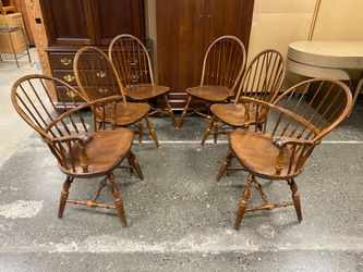 NICHOLS & STONE CO. Windsor Colonial Style Dining Chairs (Set of 6)