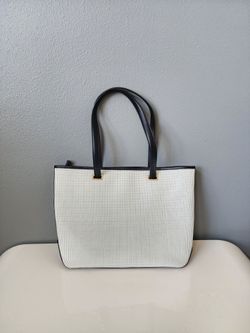 Lo & Sons Seville Collection Interchangeable Laptop Tote – White & Black Perforated Leather