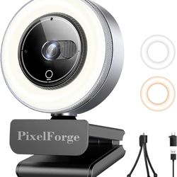 New In Box! 2K Webcam for PC with Microphone & Light & Privacy Cover, Web Camera for Desktop Computer/Laptop/Monitor/Mac, USB Streaming Camera for Zoo