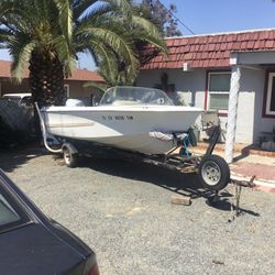 16’ Long Boat With Trailer, Needs Work - As-is
