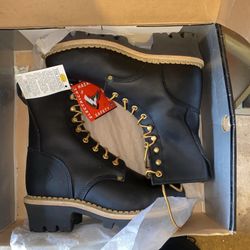 Lehigh Leather logger Steel Toe Safety Boots Size 8.5