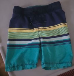 Boys Striped Swim Trunks