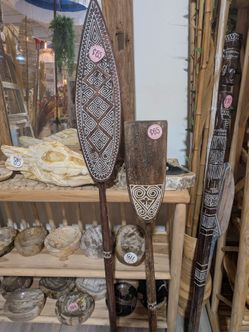 Carved wood paddle decor